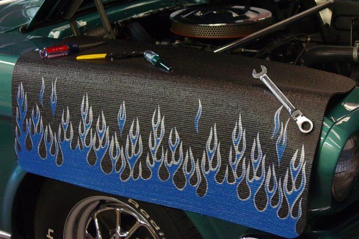 Blue-Silver Flames Vehicle Fender Protective Cover
